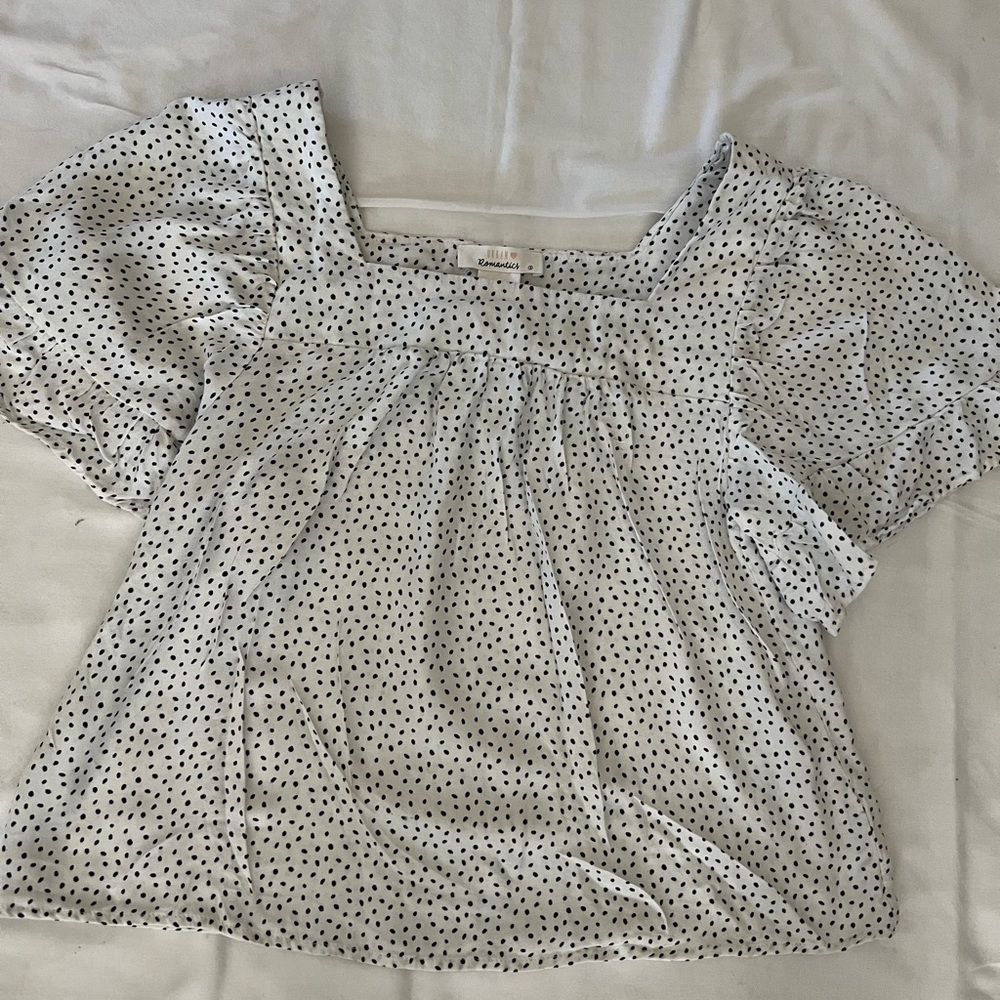 URBAN Romantics Black and White Polka Dot Blouse